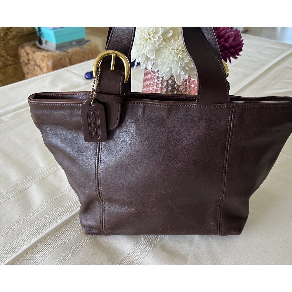 Coach Satchel Brown Handbag two handles.